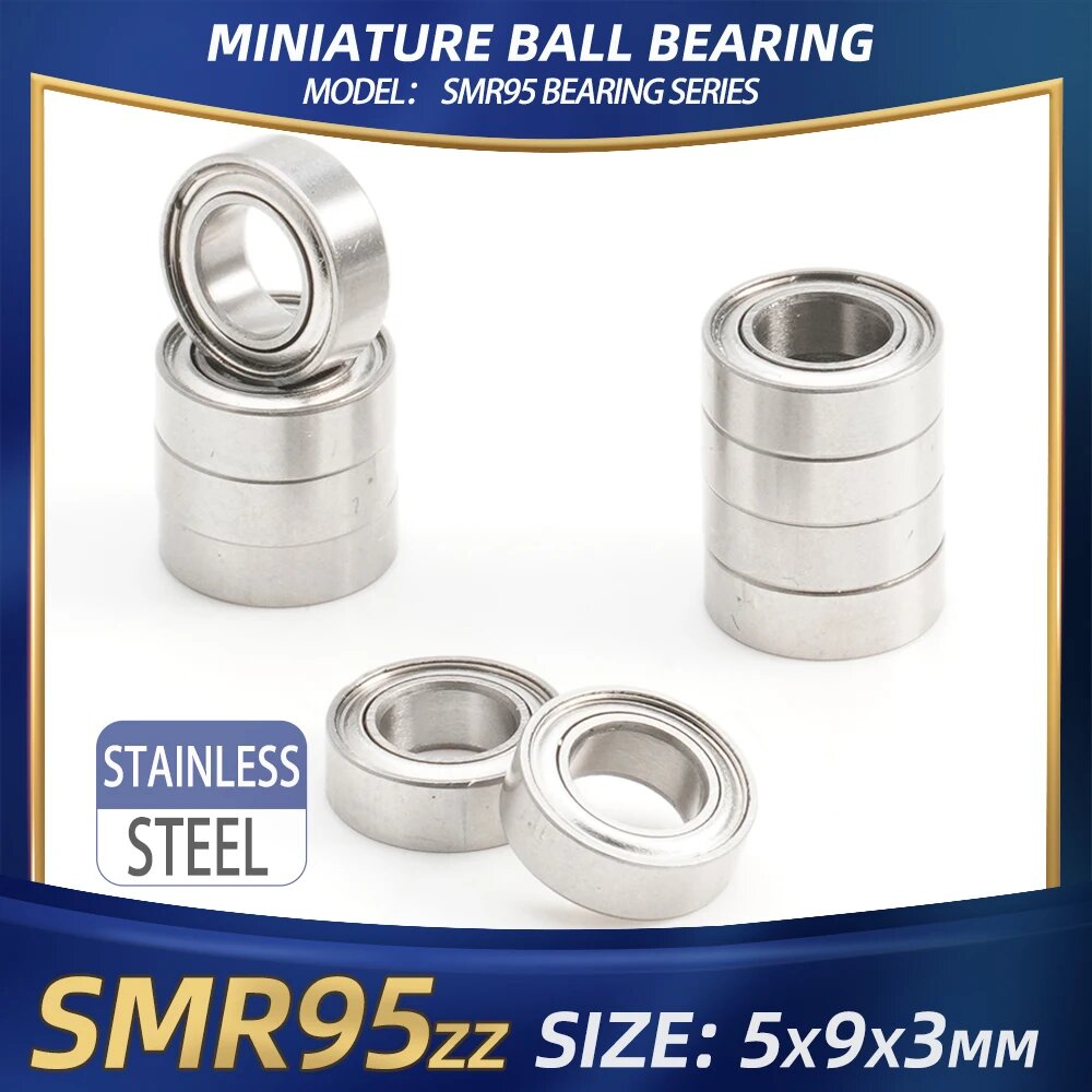 FUSHI MR95 ZZ Подшипник 5x9x3 мм 10 шт. MR95ZZ RS 2RS MR95Открытые подшипники наконечника для видеокарты Высокоскоростной для двигателя, SMR95zz Stainless, 10 Шт.