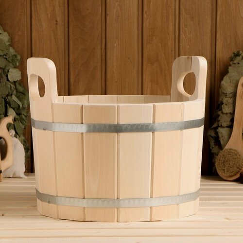 Изображение товара Шайка Добропаровъ, из липы, с нержавеющей вставкой, 9л, круглая