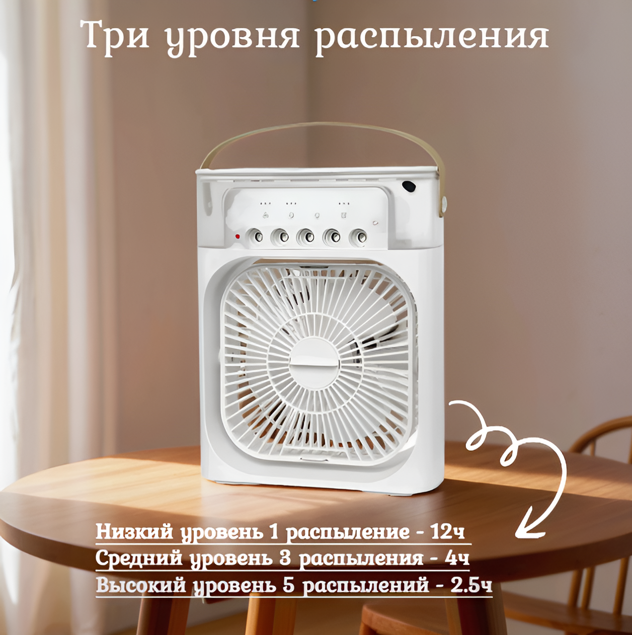 Настольный вентилятор "MCF" с увлажнителем воздуха для дома , белый кондиционер для офиса — фото 1