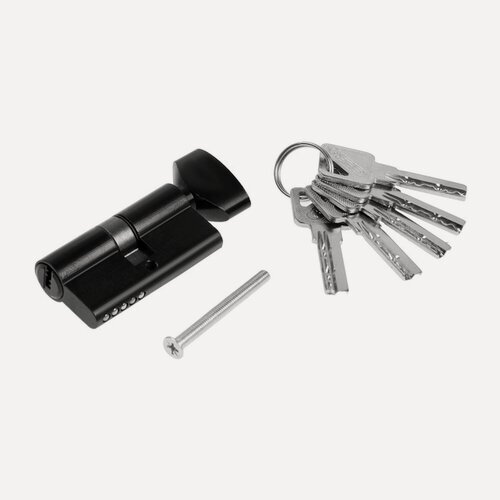 Изображение товара Цилиндровый механизм, 60 мм, с вертушкой, перфор. ключ, 5 ключей, цвет черный