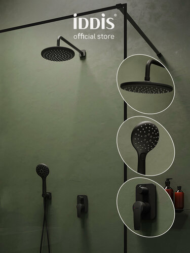 Изображение товара Встраиваемая душевая система IDDIS Рэй (Ray) RAYBL02i67 с тропическим душем черный матовый