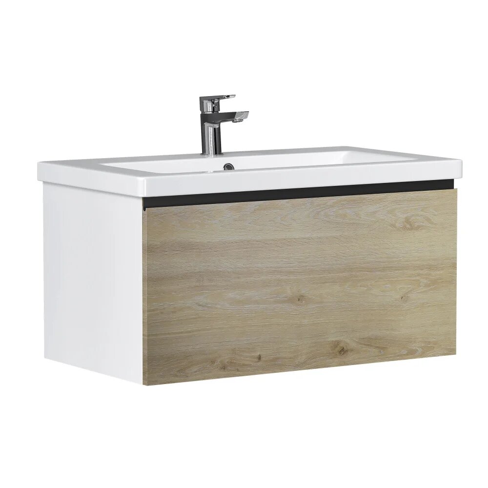 Тумба под раковину без столешницы Vigo Cross 80 подвесная 1 ящик светлое дерево