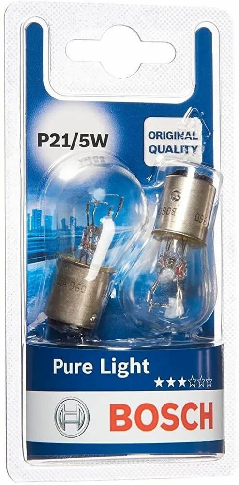 Лампа 12V P21/5W BAY15d блистер Pure Light BOSCH / Арт. 1987301016