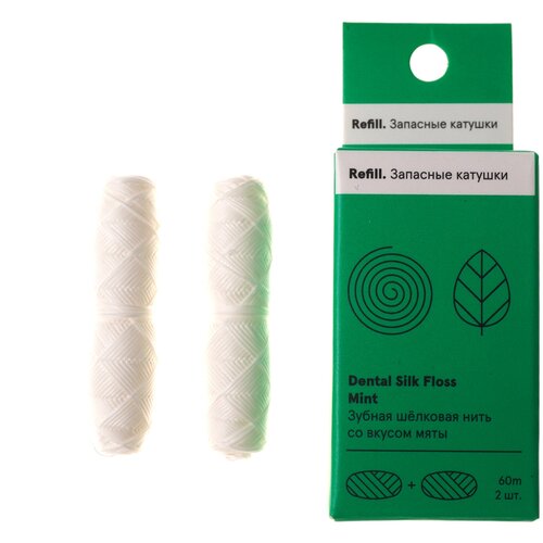 REFILL Dental Silk Floss MINT, Jungle Story (запасные катушки зубной шёлковой нити со вкусом мяты, 2 штуки по 30 метров), 1 уп.