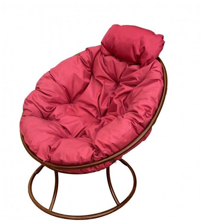 Кресло m-group папасан мини коричневое, красная подушка - фотография № 5