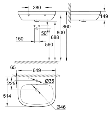 Раковина 65 см, белая, Grohe Euro Ceramic 39323000 - фотография № 18