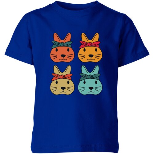 Детская футболка «Кролики в бандане» (164, синий)