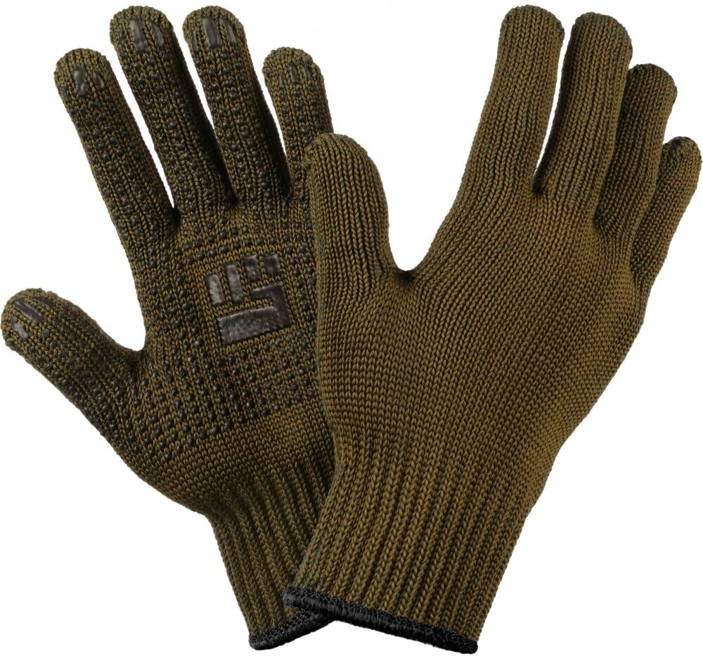Фабрика перчаток Перчатки трикотажные 2-слойные с ПВХ 7,5 класс 6 нитей олива ХL 6-75-2С-ОЛ-(XL)