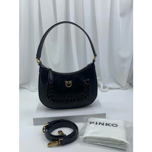 Сумка женская Pinko MINI HALF MOON WEAVED CHAIN черная