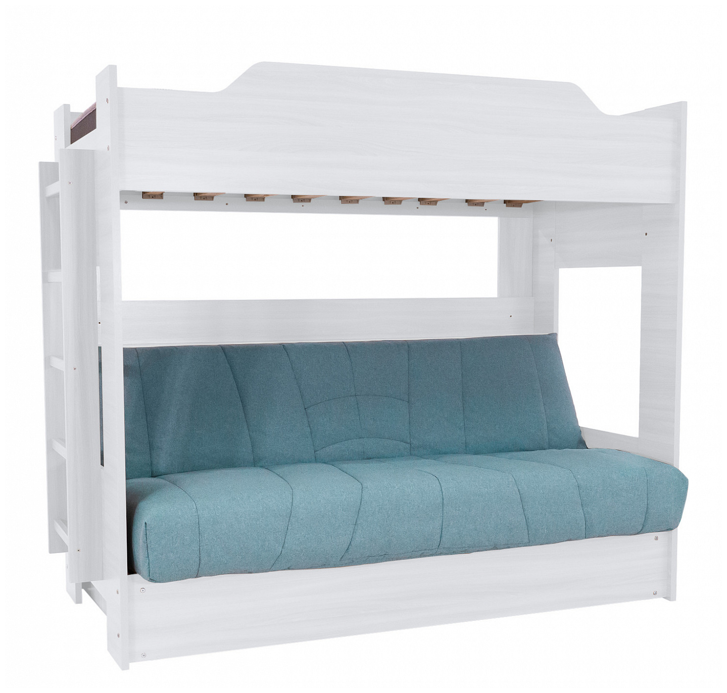 Двухъярусная с диваном кровать Эра-мебели цвет корпуса белый чехол в ассортименте