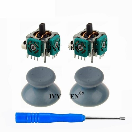 2 Стика 3d analog 2 грибка серых отвертка torx T8 звездочка для геймпада Xbox 360 Зеленый 3д Аналог джойстика 59000₽