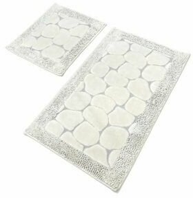 Комплект ковриков "BAMBOO" прямоугольный 100*60 50*60 2pcs камни белый