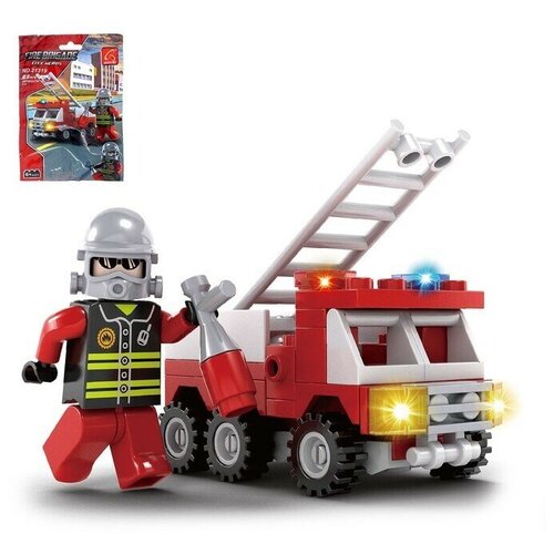 Конструктор Пожарная машина, 63 детали конструктор hurricane пожарная машина