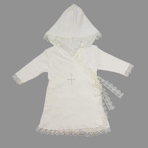 Платье крестильное нарядное с капюшоном из материала интерлок-пенье с кружевами, хлопок 100%, размер 68
