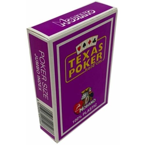 Карты Modiano Texas Poker, фиолетовая рубашка, 54шт,100% пластик карты modiano texas poker фиолетовая рубашка 54шт 100% пластик