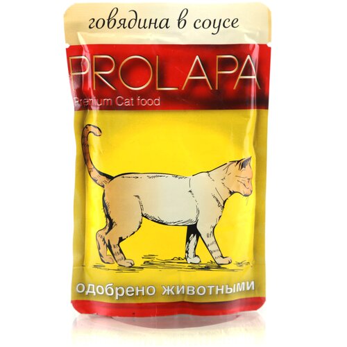 Влажный корм Prolapa Premium 100 гр пауч для кошек говядина в соусе 1 упаковка 12 шт