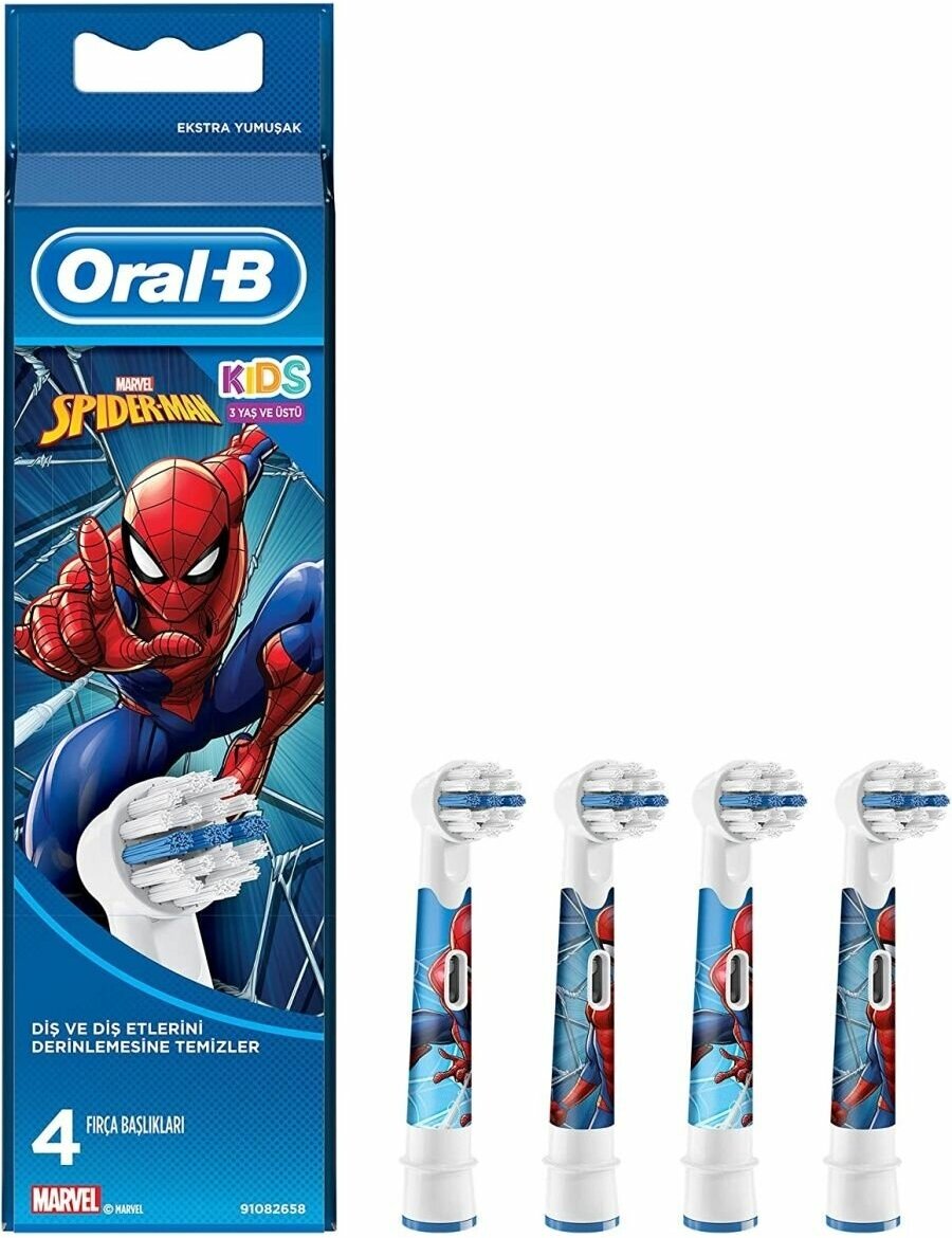 Сменные насадки Oral-B Kids Spiderman, 4 шт - фотография № 1