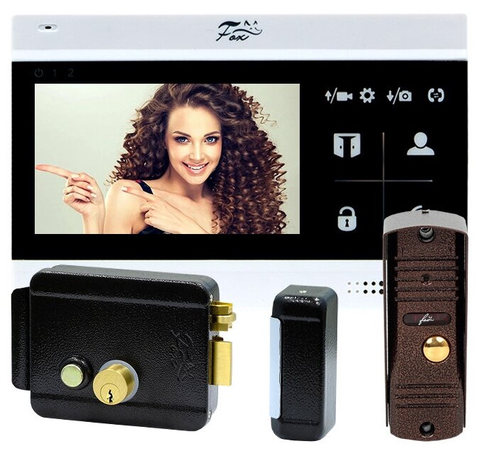 Комплект видеодомофона Fox 4.3" для дома с электромеханическим замком на калитку S1 черный