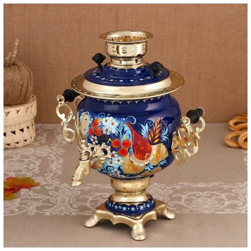 Самовар Птица на синем овал 3 л электрический 18216₽