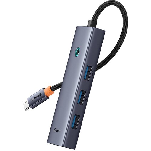 Хаб OS-Baseus Flite Series 4-Port HUB (Type-C - USB3.0*4) Серый (B0005280A813-03) гибкий кабель для зарядки для samsung galaxy s10 5g док разъем зарядный порт гибкий кабель запасные части зарядный порт док станция