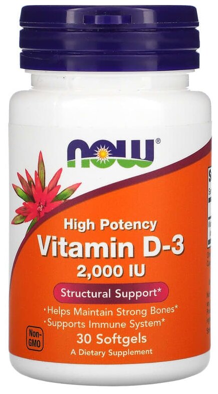  NOW High Potency Vitamin D3 2000 IU, 30 .