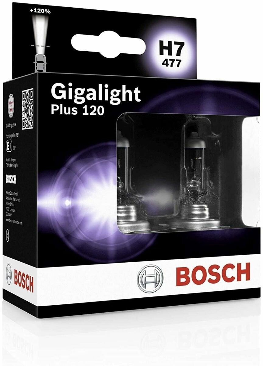 Лампа автомобильная галогенная Bosch Gigalight Plus 120 1987301107 H7 12V 55W PK22s