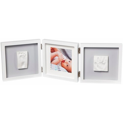 Рамочка тройная квадратная с отпечатком Baby Art; белый 3601095500