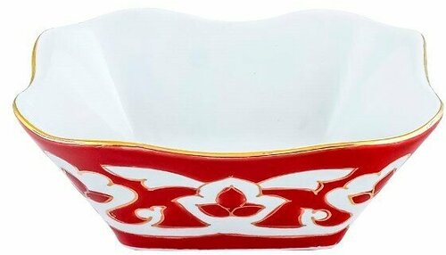 Салатница Красная Пахта, Turon Porcelain, с золотом, Ø 11 см,