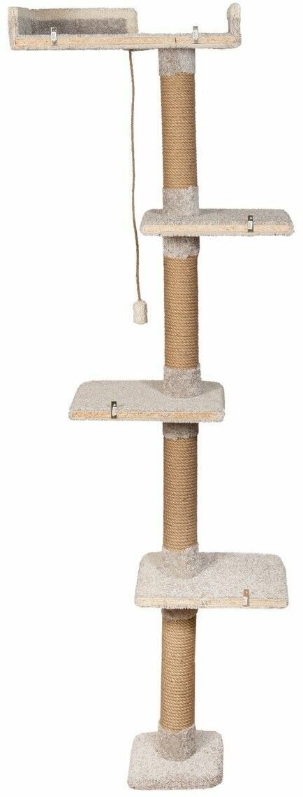 Высокая когтеточка для кошки столбик с лежанкой угловая "Прыгун" серый - фотография № 3