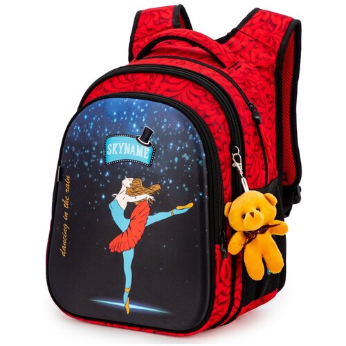 Рюкзак школьный для девочки с анатомической спинкой для начальной школы,17.5 л, SkyName (СкайНейм), + брелок мишка