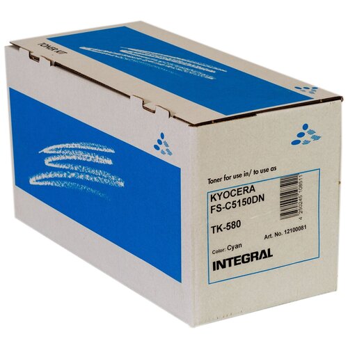 Картридж INTEGRAL TK-580C (Cyan) для Kyocera FS-C5150DN/P6021CDN (2 800 стр.) тонер картридж булат s line tk 580c для kyocera fs c5150dn голубой 2800 стр