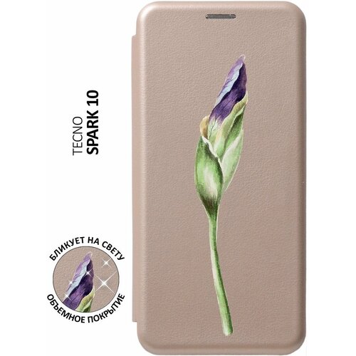 Чехол-книжка Iris Bud на Tecno Spark 10 / Техно Спарк 10 с 3D эффектом золотой чехол книжка corgi pattern на tecno spark 10 техно спарк 10 с 3d эффектом золотой