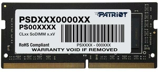 Оперативная память для ноутбука 16Gb (1x16Gb) PC4-25600 3200MHz DDR4 SO-DIMM CL22 Patriot Signature Line PSD416G320081S