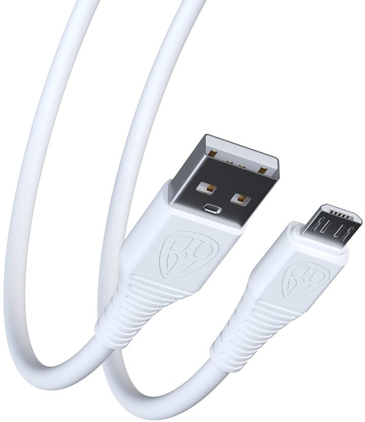 Кабель шнур MicroUSB-USB 1 метр 3 ампера для зарядки белый