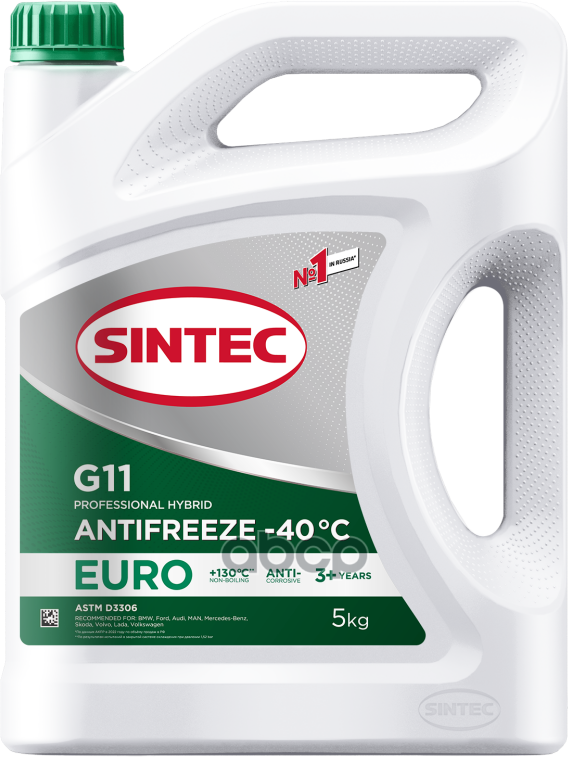 Антифриз Sintec Euro зеленый G11 (-40) 5кг 990554