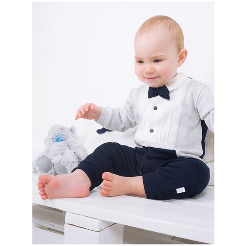 фото Комбинезон leo, открытая стопа, размер 80, серый, синий