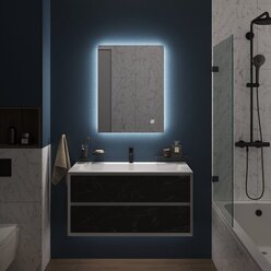 Зеркало с подсветкой торино 80х70 см для ванной холодный белый свет 6000К сенсорное управление