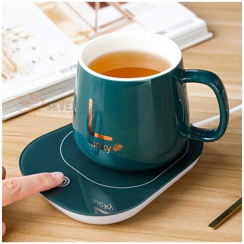 Кружка с крышкой и ложкой Lucky подогревом от usb 440 мл 1650₽