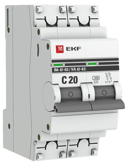 Автоматический выключатель EKF ВА 47-63 2P (C) 4,5kA