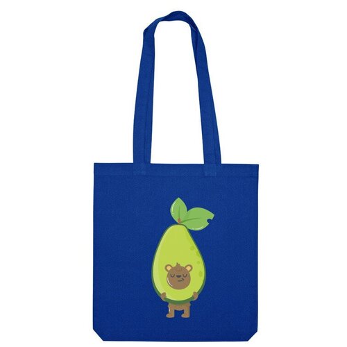 сумка мишка в авокадо зеленое яблоко Сумка шоппер Us Basic, синий