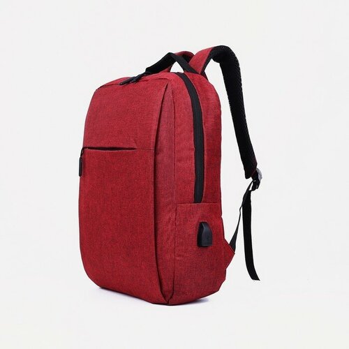 SUI Рюкзак молодёжный из текстиля на молнии, 3 кармана, с USB, цвет красный