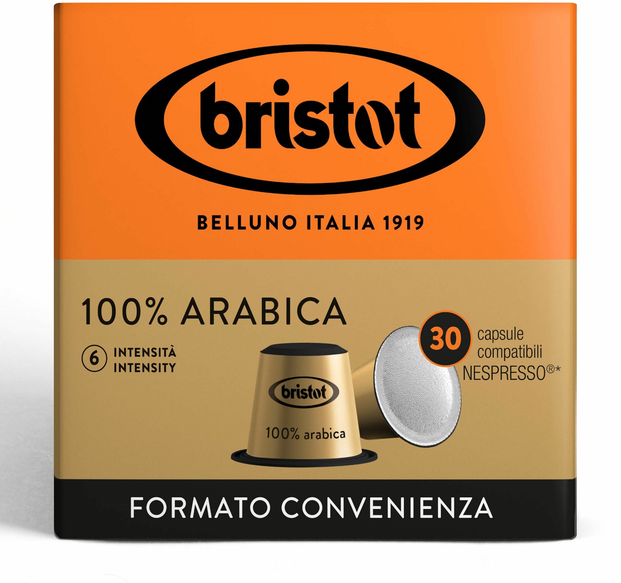 Кофе Bristot 100% Arabica 30шт. в капсулах Nespresso