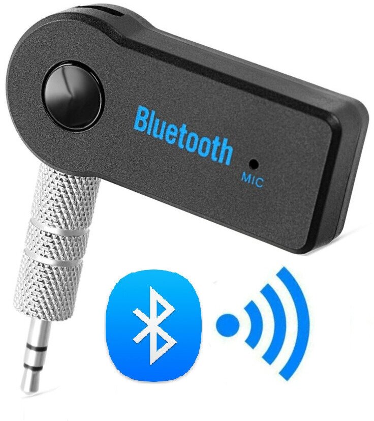 Автомобильный Bluetooth AUX Блютуз адаптер ресивер приемник для аукс в машину для магнитолы с микрофоном 3 5 мм универсальный для автомобиля колонки прослушивания музыки, черный — фото 1
