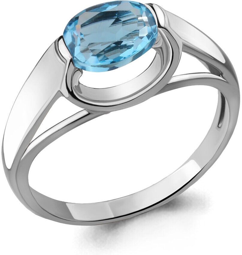 Кольцо AQUAMARINE, серебро, 925 проба, родирование, топаз