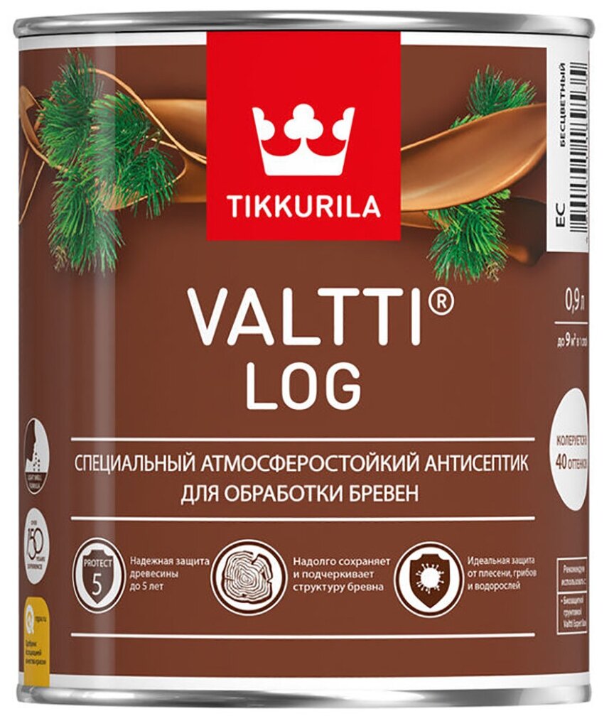 Декоративный антисептик для дерева Valtti Log (Валтти Лог) TIKKURILA 0,9л рябина