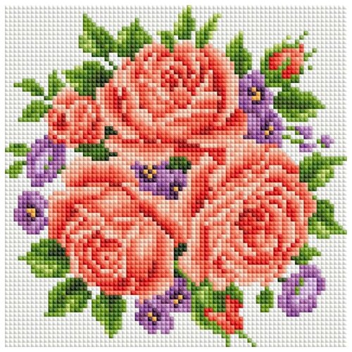 фото Розы и фиалки набор для выкладывания стразами 20х20 белоснежка 459-st-ps