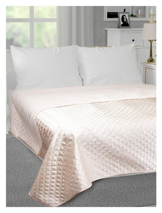 фото Покрывало DeNASTIA Палермо 240х260, атл/мат, молочный, геометрия2