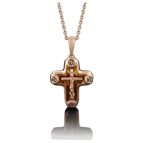 фото Крестик с янтарем из красного золота 03-2667-00-271-1110-46 platina platina jewelry