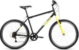 Велосипед ALTAIR MTB HT 26 1.0 (26" 7 ск. рост. 17") 2022, черный/желтый, RBK22AL26099