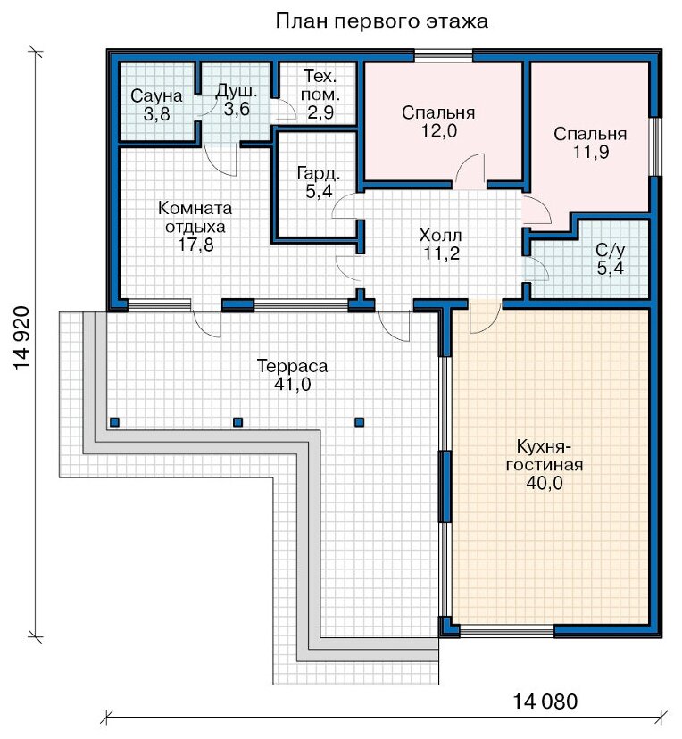 Проект каркасного дома Catalog-Plans-71-03 (131,19кв.м, 14,92x14,08м, каркас 200) - фотография № 2